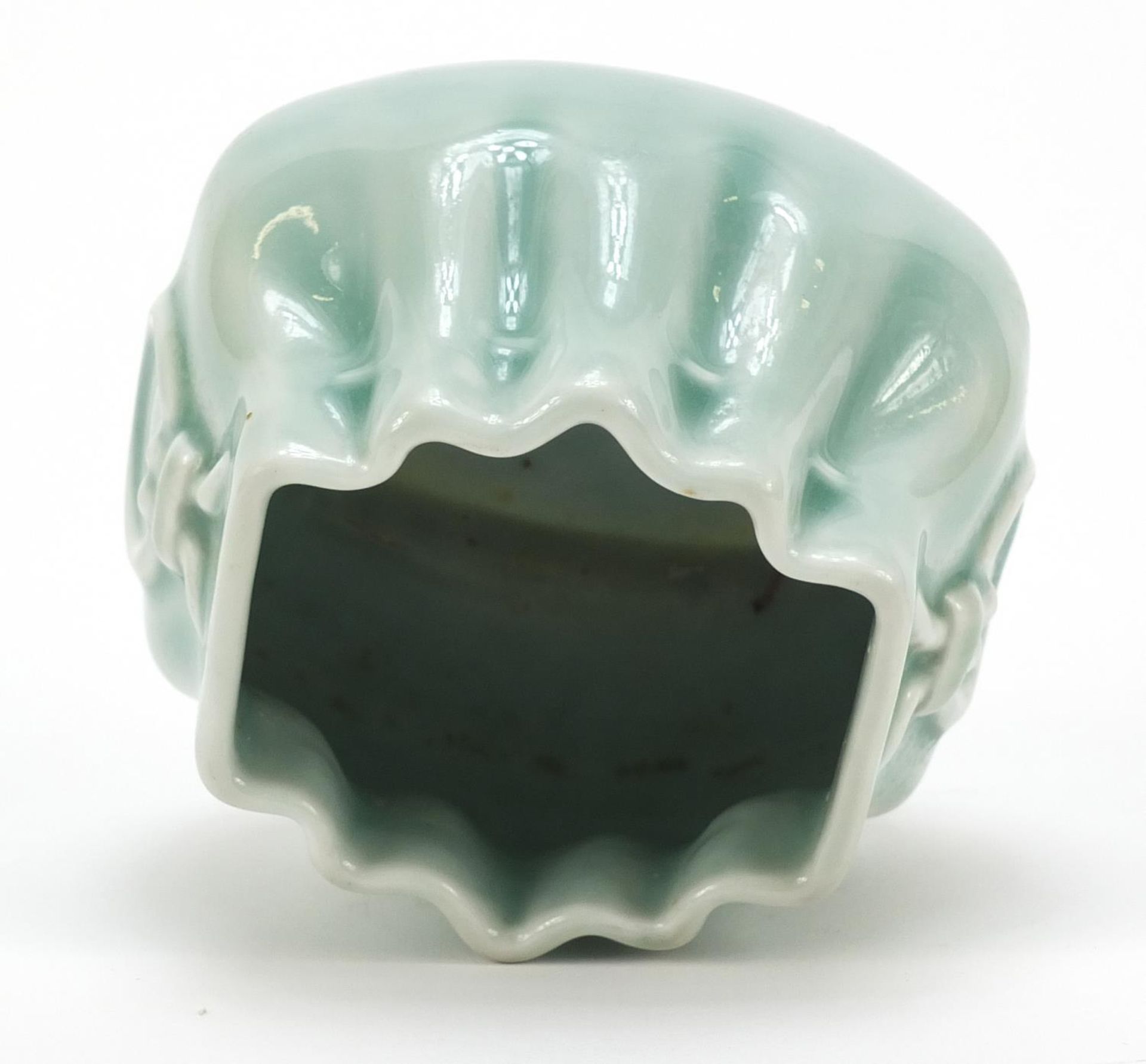 Chinese porcelain sack design vase having a celadon glaze, six figure character marks to the base, - Image 5 of 8