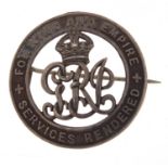 British military silver Services Rendered badge with related paperwork numbered 284108 relating to A