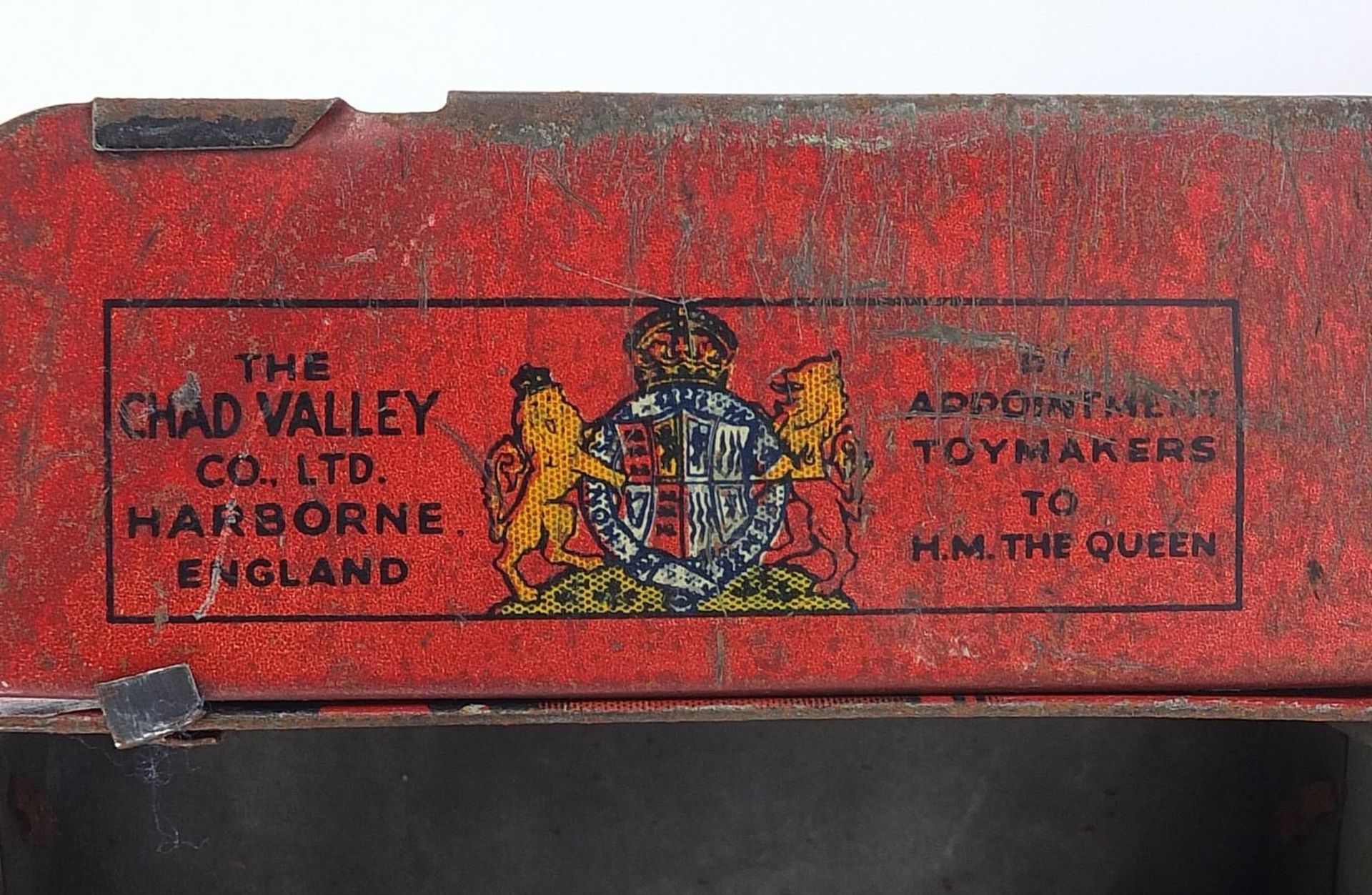 Vintage Chad Valley Toys tinplate London Transport bus biscuit tin advertising Carr's biscuits, 25cm - Image 5 of 5
