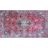 Rectangular Persrian geometric patterned rug, 125cm x 71cm