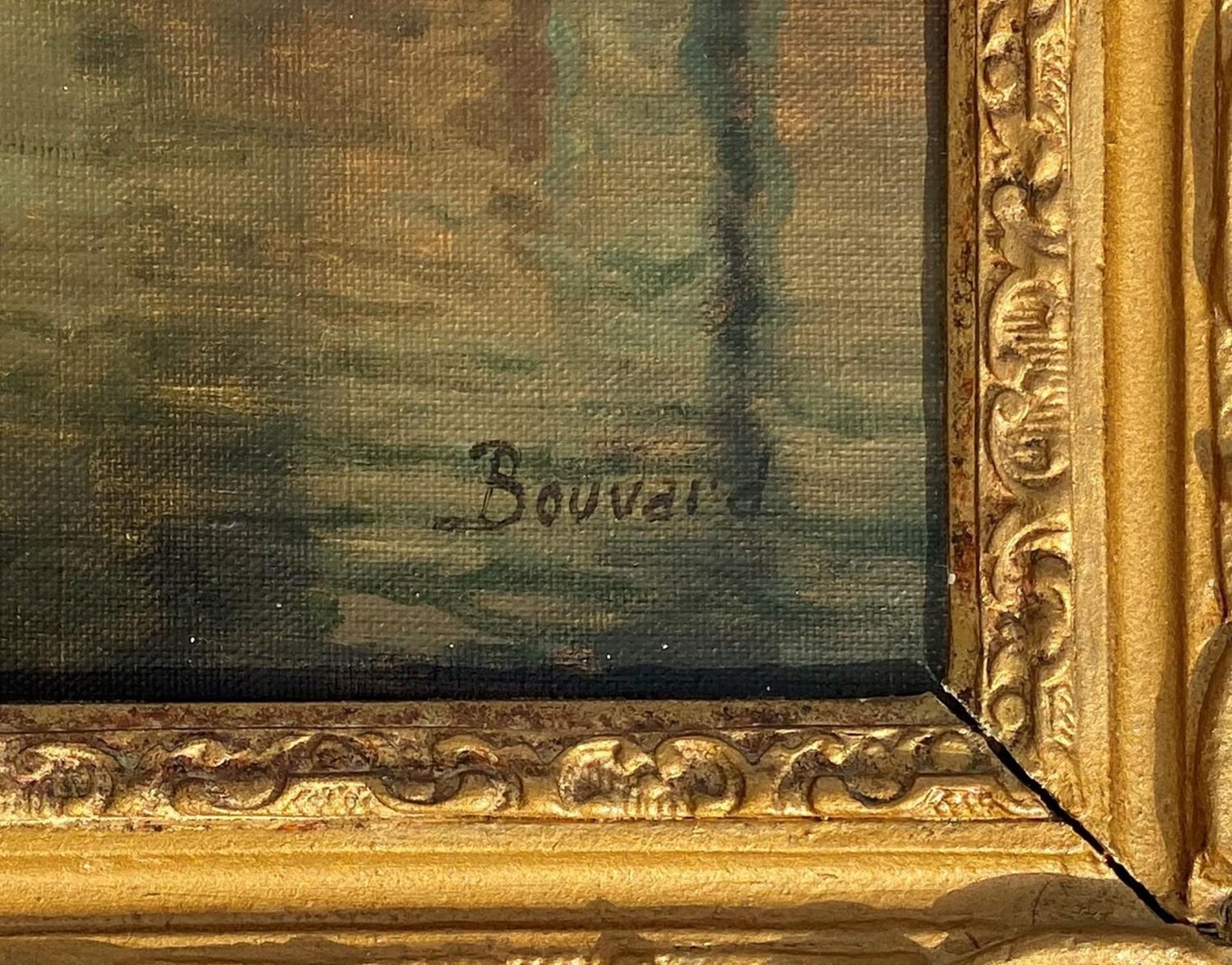 ** WITHDRAWN ** Antoine Bouvard - Gondola on Venetian backwater, French oil on canvas inscribed Kin - Bild 3 aus 5