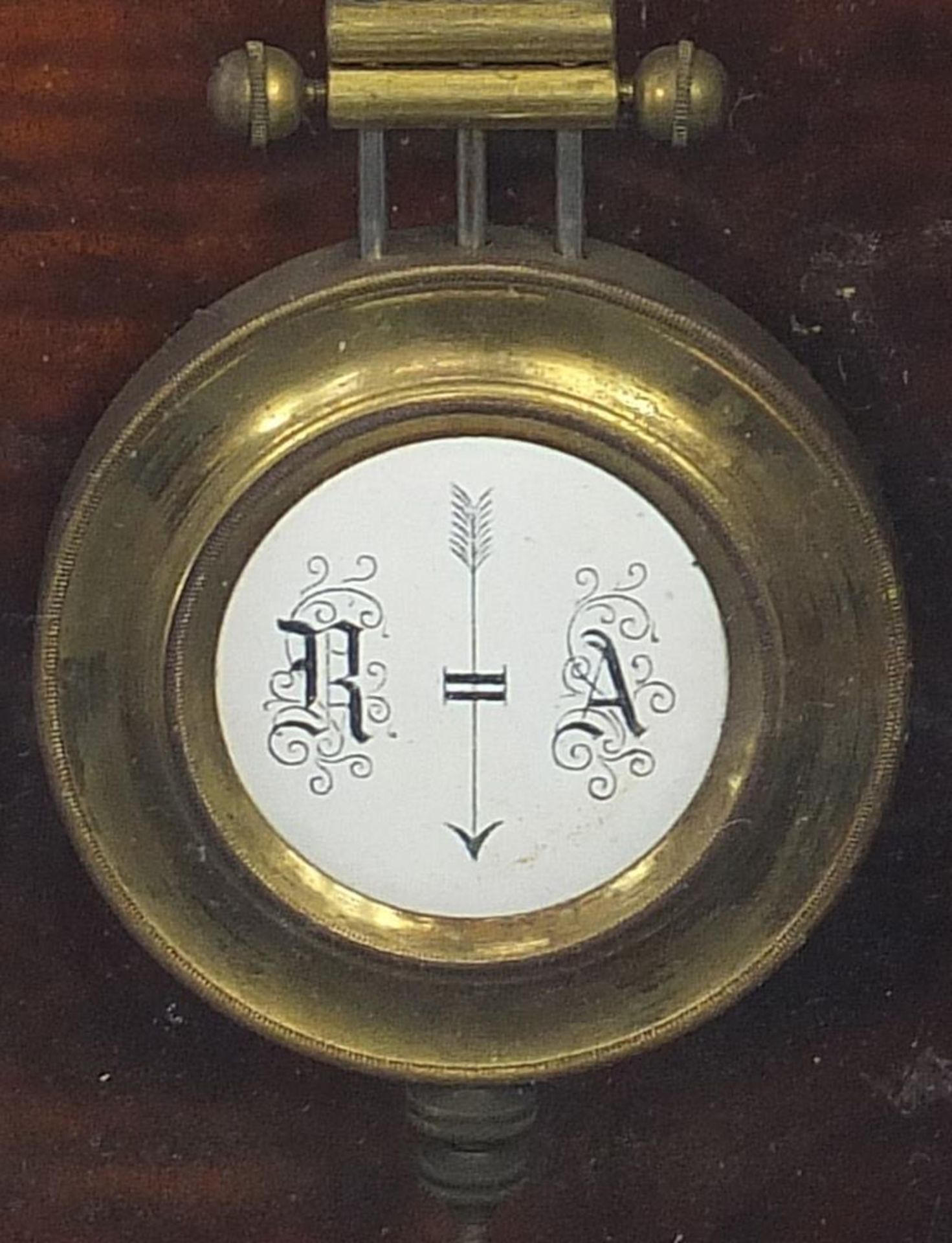 Mahogany wall clock with enamelled dial having Roman numerals, 76cm high - Image 3 of 6