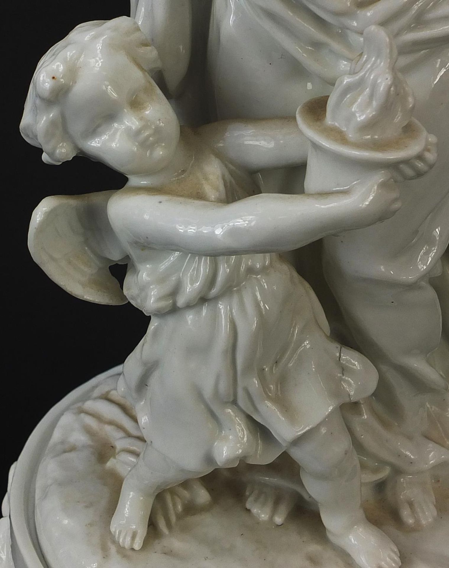 Meissen, large 19th century German Blanc de Chine porcelain figure group of a female with Putti, - Image 3 of 7