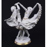 Karl Tutter for Hutschenreuther, German gilded porcelain figure of two dancers, 28.5cm high