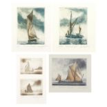 Annette Johnson - Four pencil signed prints of boats including Thames Barge limited edition 7/50,