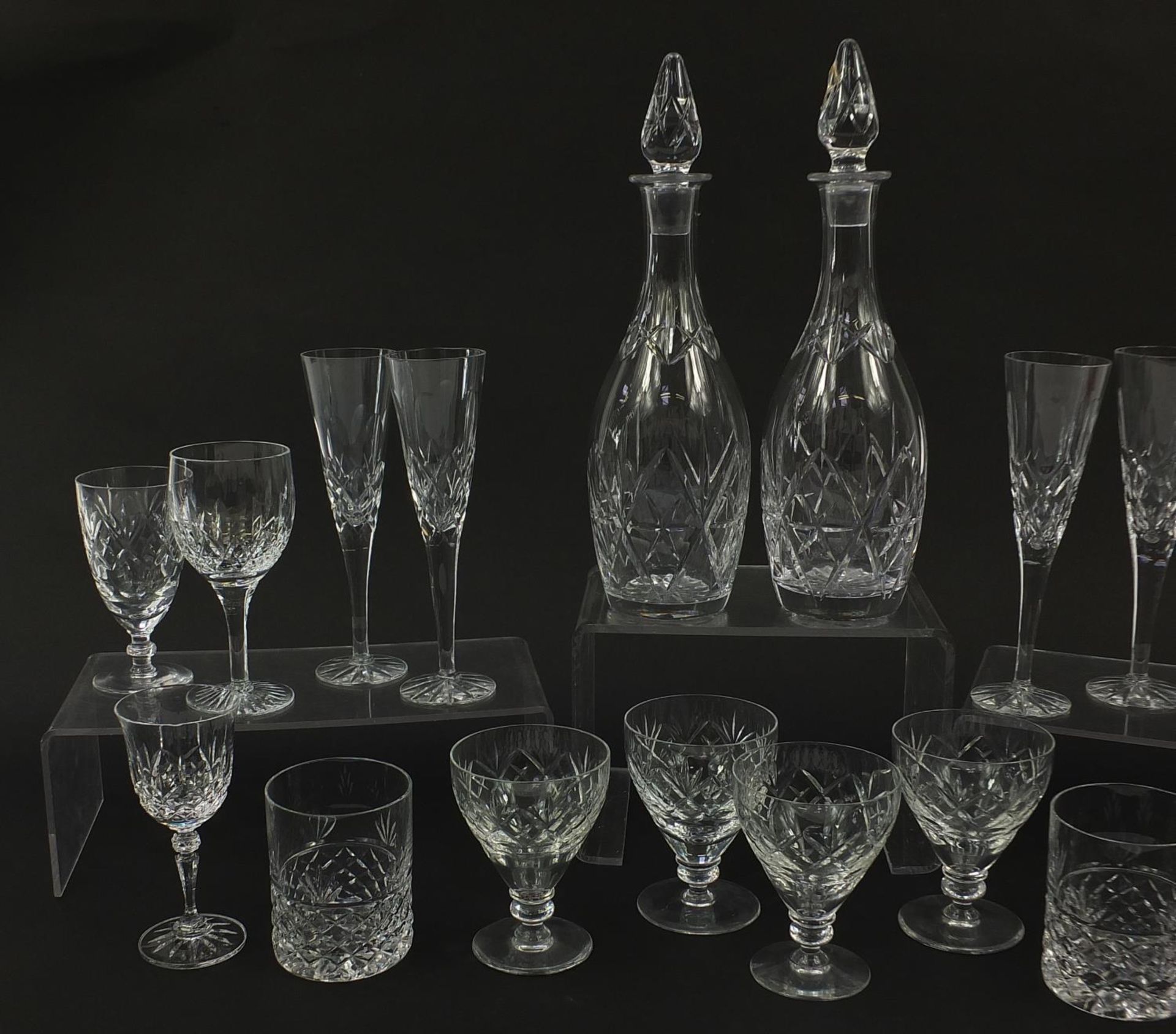 Cut glassware and crystal including a pair of decanters, Royal Doulton, Stuart, Caithness and - Image 5 of 8