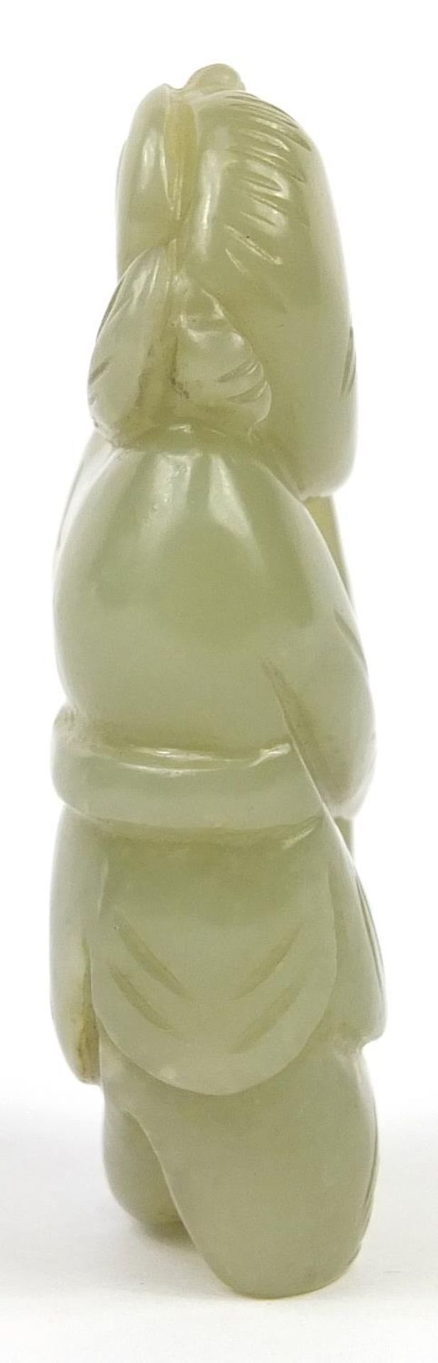 Chinese celadon jade carving of a boy, 7cm high - Image 5 of 7