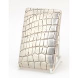 Links of London rectangular silver cigarette case with crocodile skin design, 9.5cm wide, 106.5g
