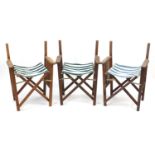 Three teak folding director's chairs