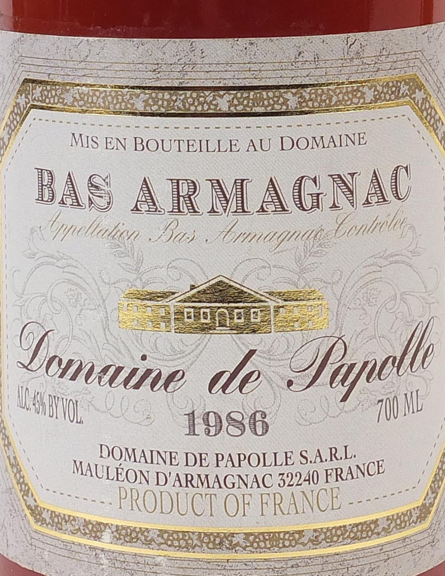 Bottle of 1986 Domaine de Papolle bas Armagnac - Image 3 of 3