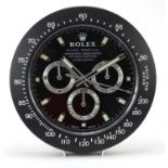 Rolex Daytona design dealer's display wall clock, 33.5cm in diameter