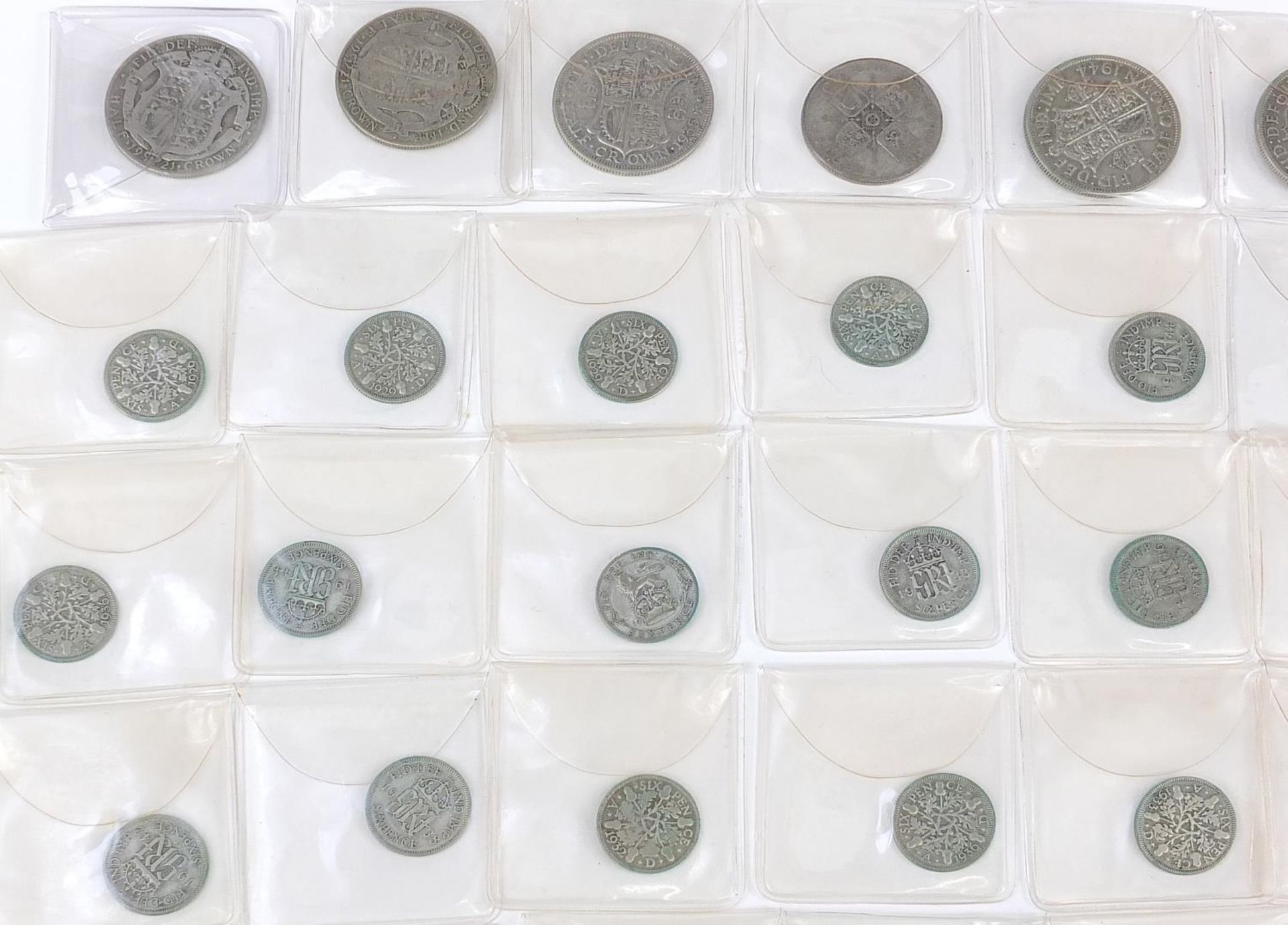 Collection of British pre 1947 half crowns and sixpences, 220g (with plastic sleeves) - Bild 2 aus 10