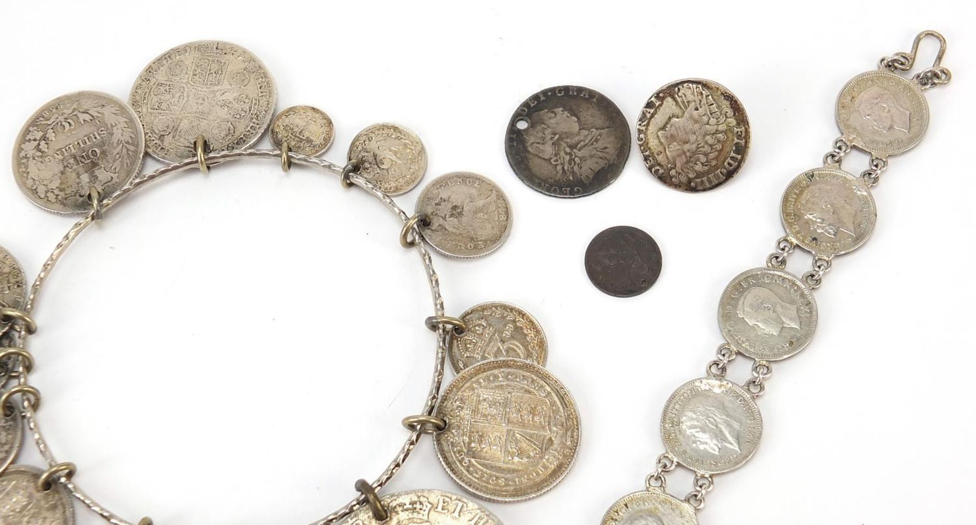 British hammered and later coinage, mainly silver including William III 1696 crown, George II 1741 - Image 2 of 4