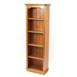 Pine open bookcase with four adjustable shelves, 182cm H x 61cm W x 30cm D