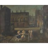 Attributed to John Francis Usher Griffith - Street scene with children playing, oil on canvas,