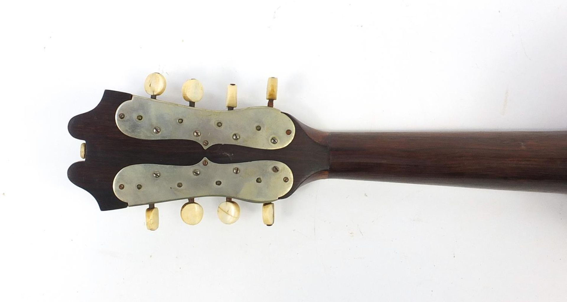 Italian inlaid rosewood melon shaped mandolin with case and G Grandini paper label to the - Image 6 of 12