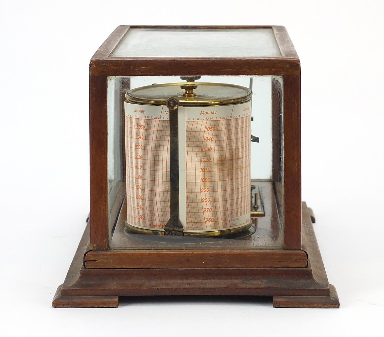 Victorian eight ring barograph housed in a glazed mahogany case, 18cm H x 35.5cm W x 20.5cm D - Image 3 of 7