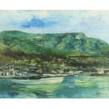 Peter Honsal - Cape Town Harbour, South African school signed oil on canvas, mounted and framed,