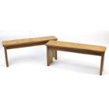 Pair of Victorian pine benches, 47cm H x 110cm W x 26.5cm D