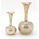Two Scandinavian design continental silver vases, impressed marks to the base, 14.5cm and 10.5cm