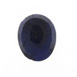 Oval blue sapphire gemstone with certificate, approximately 10.90 carat