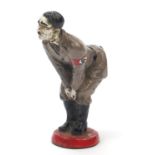 Adolf Hitler design cold painted bronze pin cushion, 12cm high