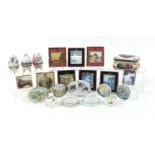 Trinkets, paperweights and portrait miniatures including a Sevres style casket decorated with