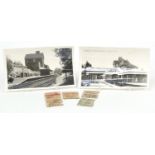 Railwayana including two postcards of Newick and Chailey railway station