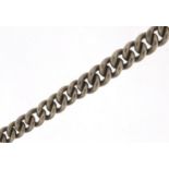 Graduated silver watch chain with T bar, 30cm in length, 31.4g