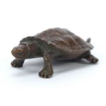 Japanese patinated bronze terrapin, impressed marks to the base, 5.5cm in length
