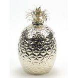 Art Deco design silver plated ice bucket in the form of a pineapple, 34.5cm high