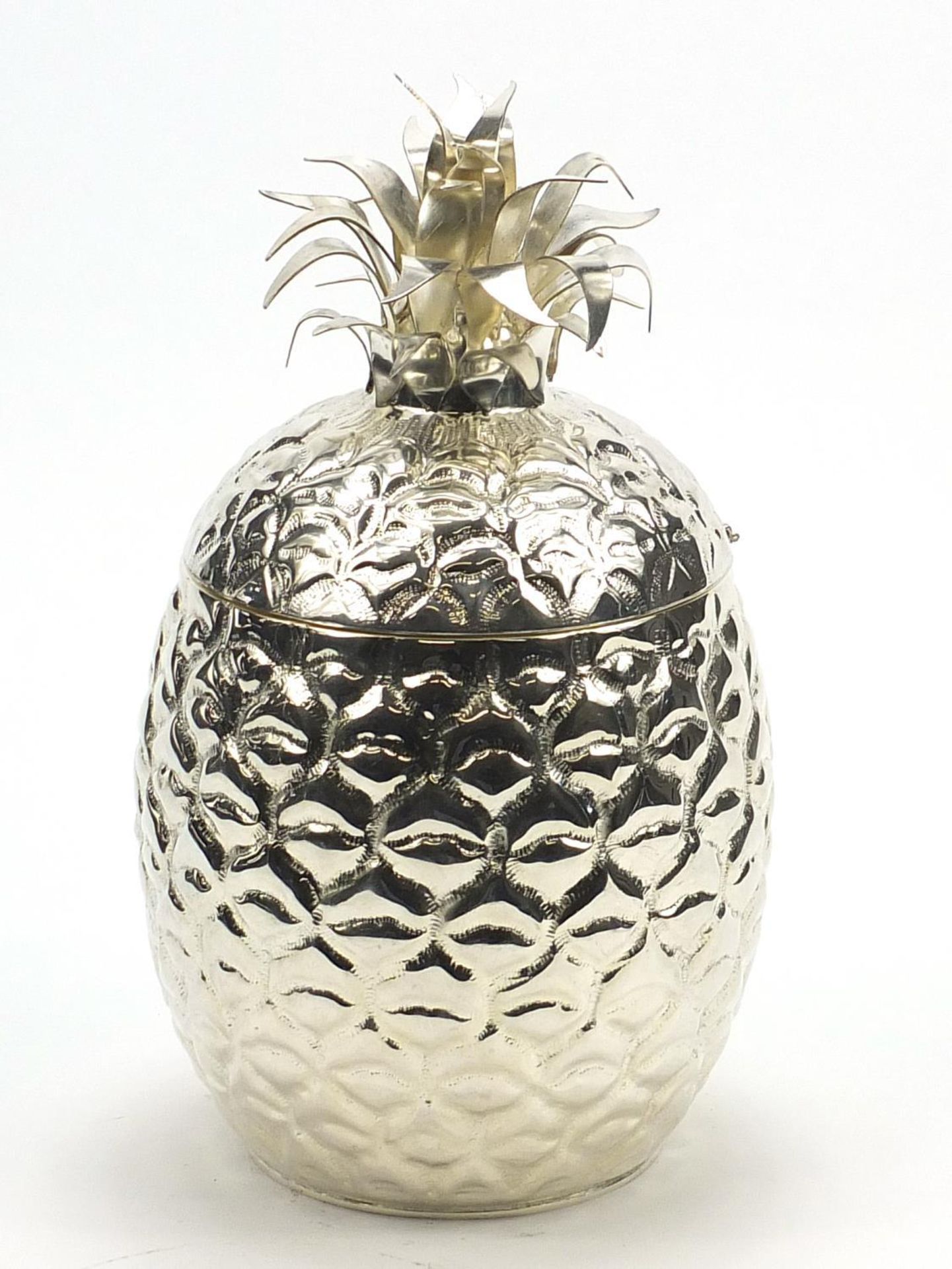 Art Deco design silver plated ice bucket in the form of a pineapple, 34.5cm high