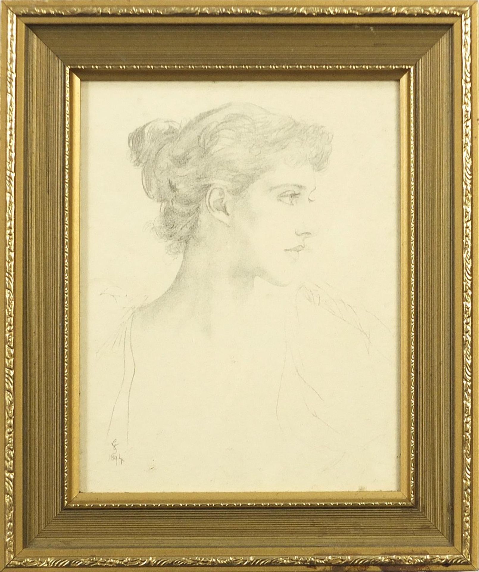 Portrait of a young female, Pre-Raphaelite school print, mounted, framed and glazed, 22.5cm x 18cm - Image 2 of 4