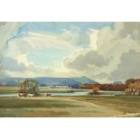 Edwin Harris - Chanctonbury from Beeding, watercolour, Alderidge Bros details verso, mounted, framed
