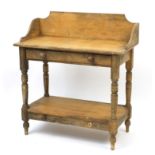 Victorian pine wash stand with frieze drawer, 95cm H x 87cm W x 42cm D