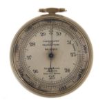 Short & Mason, brass cased compensated pocket barometer with silvered dial, 5cm in diameter