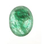 Oval emerald beryl gemstone with certificate, approximately 6.48 carat