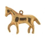 9ct gold horse charm, 2cm in length, 0.6g