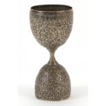 Persian silver coloured metal egg cup, 10.5cm high, 82.8g