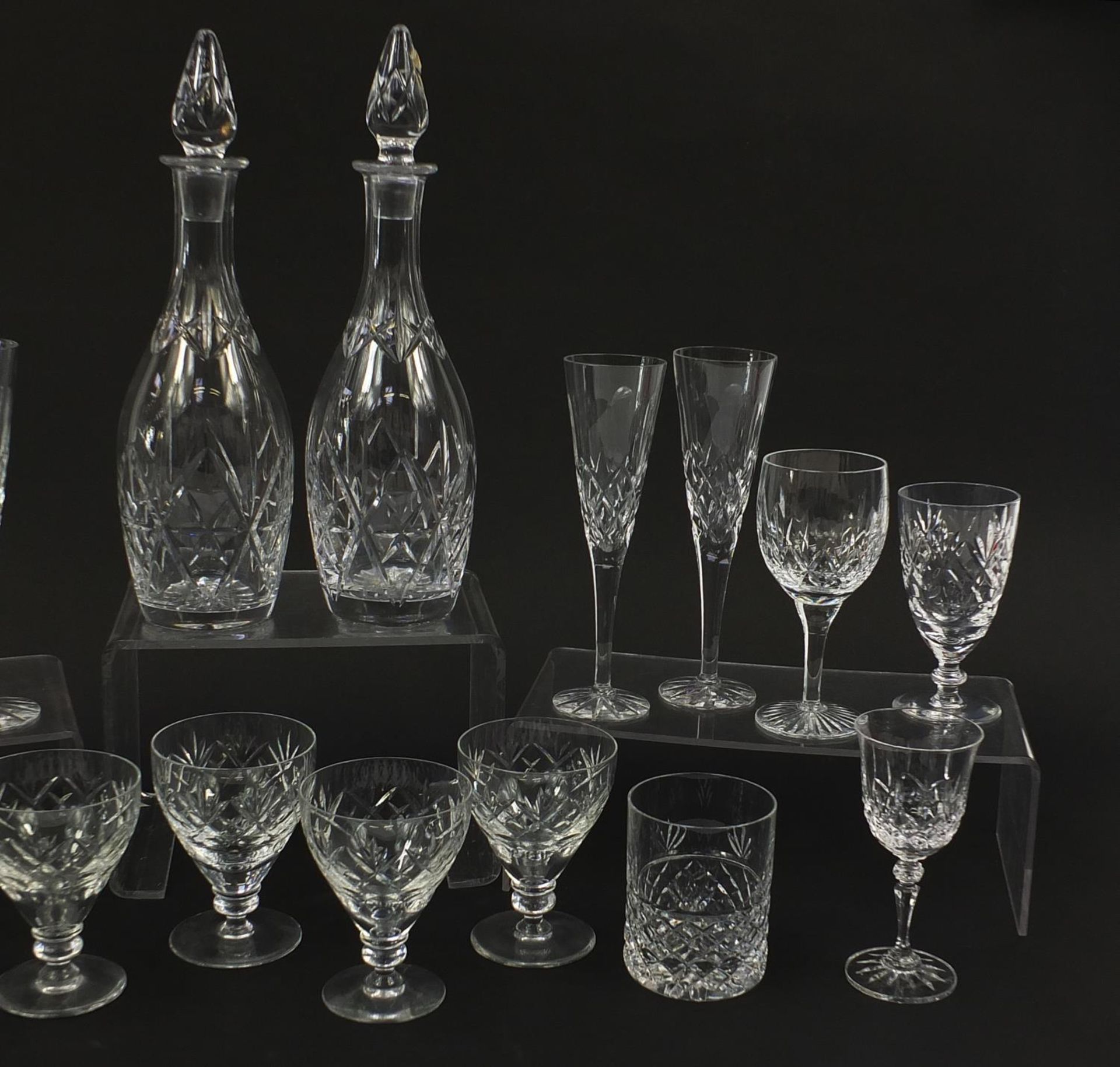 Cut glassware and crystal including a pair of decanters, Royal Doulton, Stuart, Caithness and - Image 3 of 8