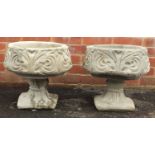 Pair of stoneware garden planters, 38cm high x 41cm in diameter