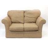 Contemporary beige upholstered two seater settee, 155cm wide