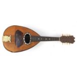 Italian inlaid rosewood melon shaped mandolin with case and G Grandini paper label to the