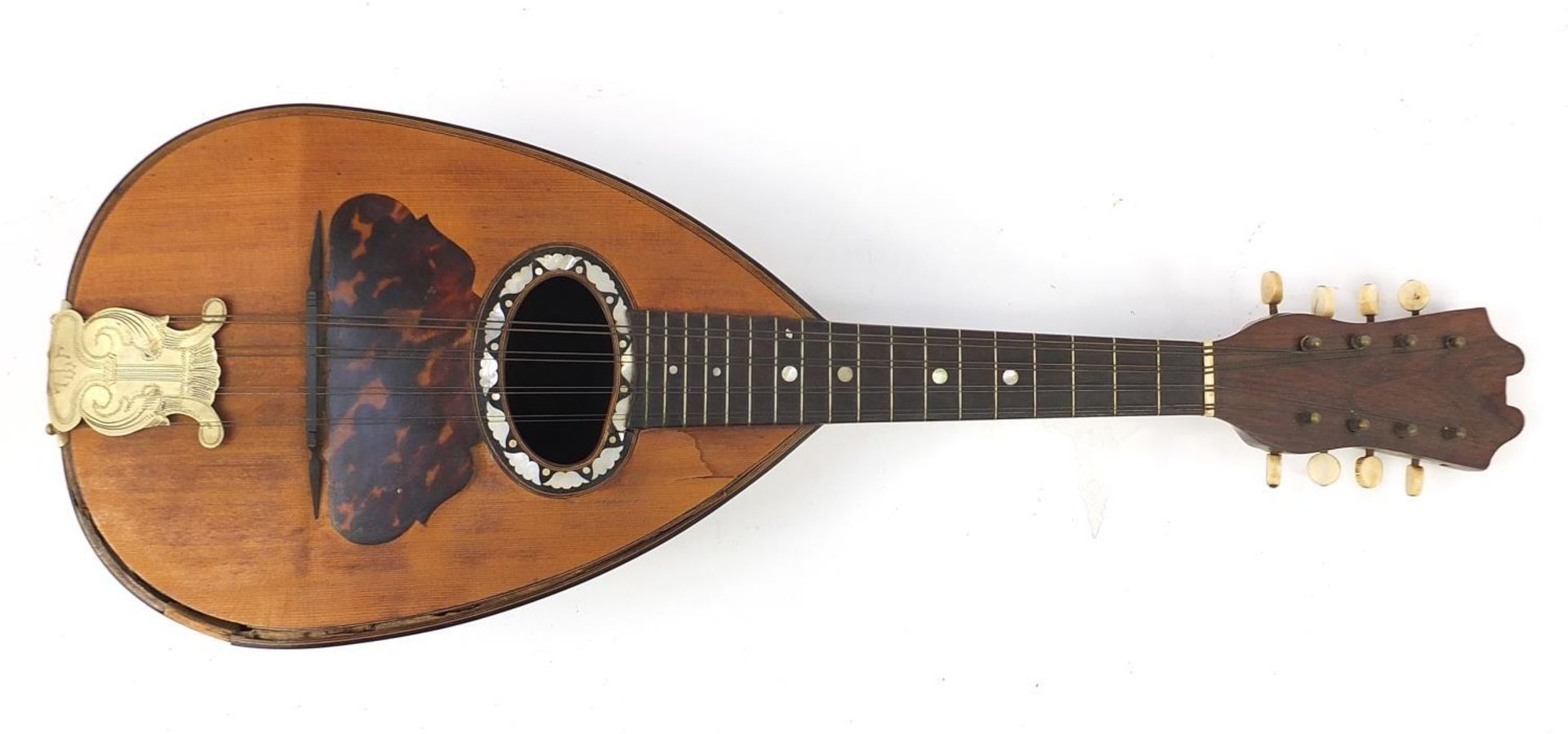 Italian inlaid rosewood melon shaped mandolin with case and G Grandini paper label to the