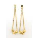 Pair of 9ct gold tassel design drop earrings, 3cm high, 0.6g