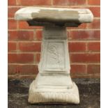 Stoneware garden pedestal birdbath, 50cm H x 40cm W x 40cm D
