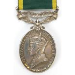 British military George VI Territorial Efficiency medal awarded to 854967GNR.A.V.HOOK.R.A.