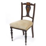 Edwardian inlaid mahogany occasional chair, 90cm high