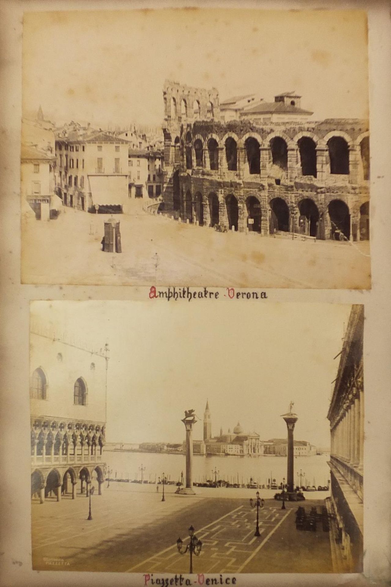19th/20th century photographs arranged in an album including St Mark's exterior, Aqueduck Rome and - Image 15 of 20