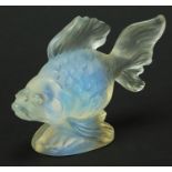 Jobling, Art Deco opalescent glass fish paperweight, 7.5cm wide